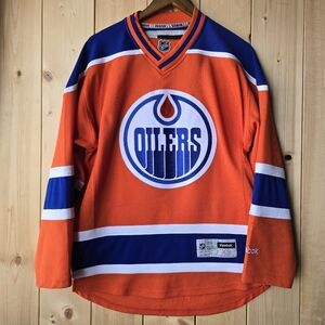 Reebok Edmonton Oilers NHL Hockey Jersey Blue Orange Womens XS